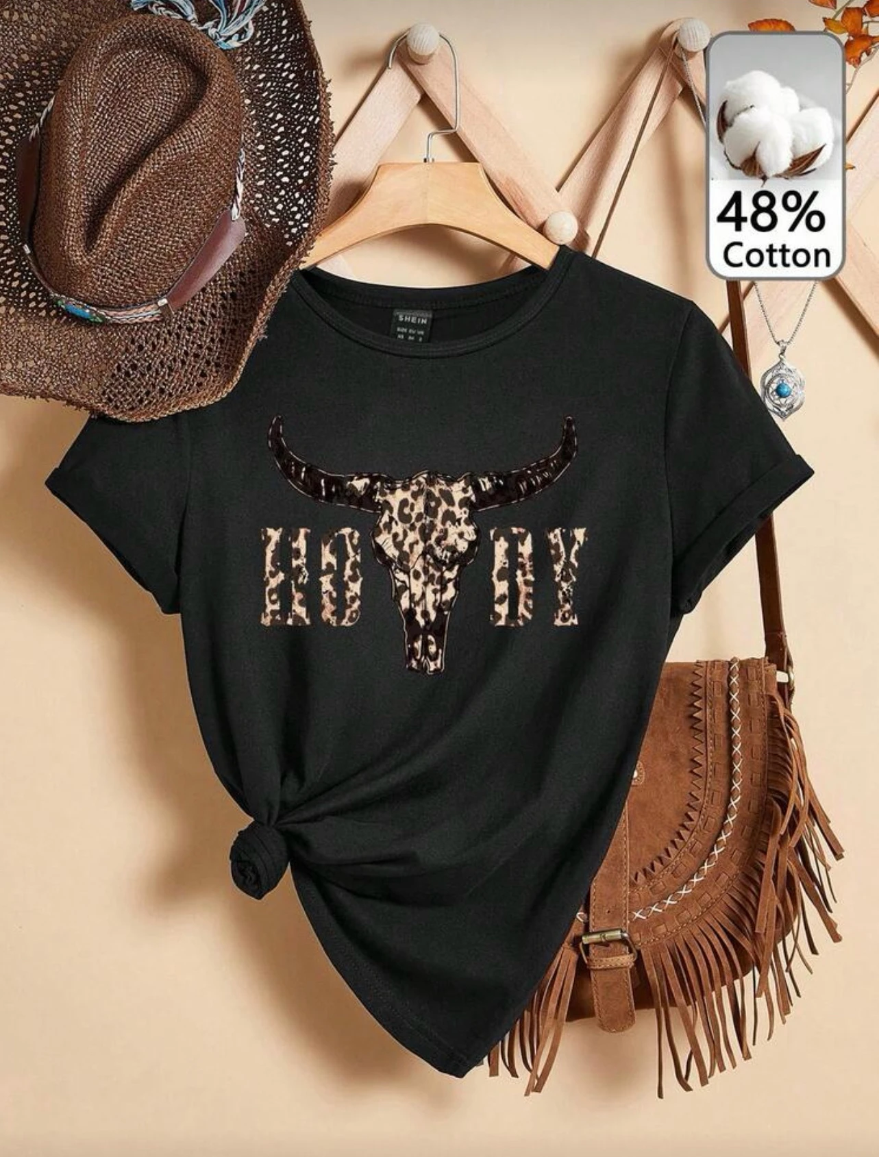 Blusa Negra estampado vaquero 
