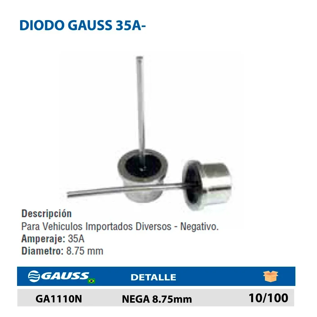 DIODO GAUSS 35A- NEGA 8.75mm