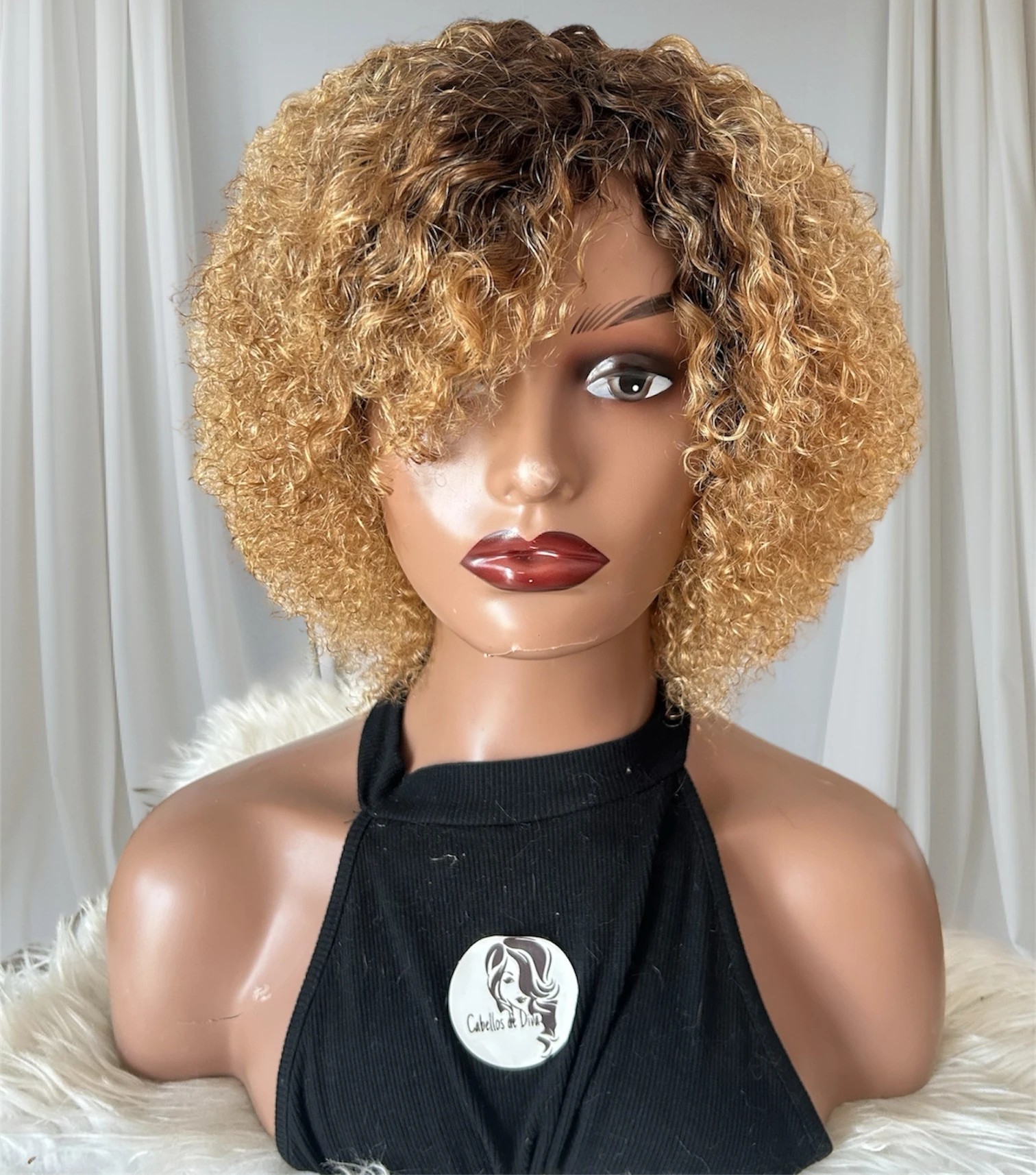 Peluca kinky curly Afro de 14 pulgadas 1b/27 2