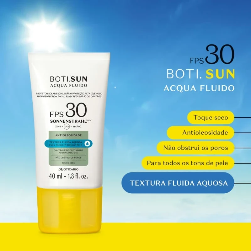 Protector Solar Facial Antiaceite SPF30 BOTI SUN Acqua Fluido 40ml 5