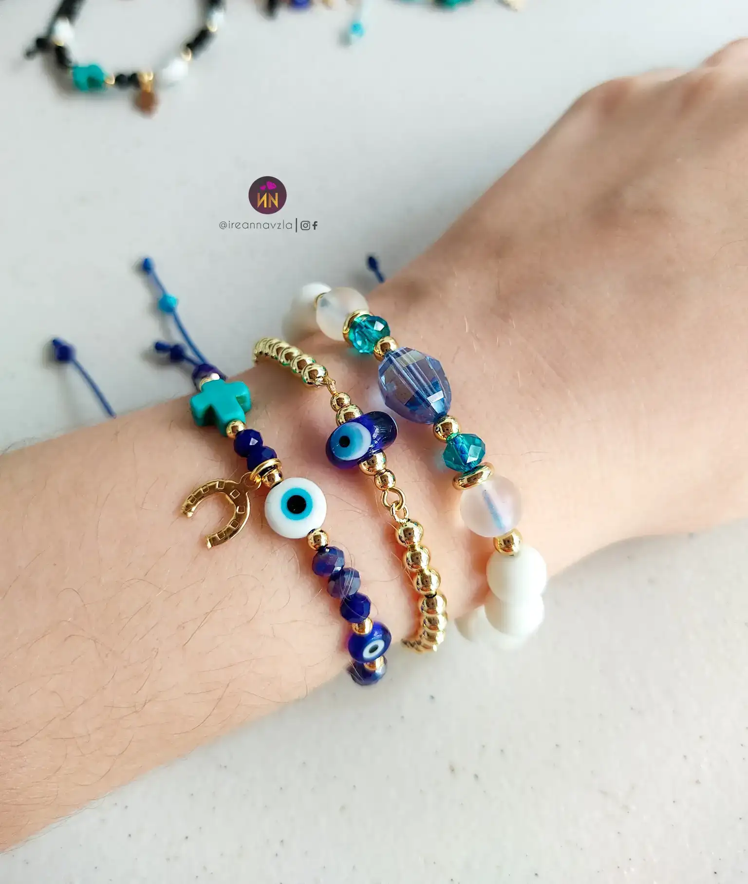 Set pulseras gold ojo turco  2