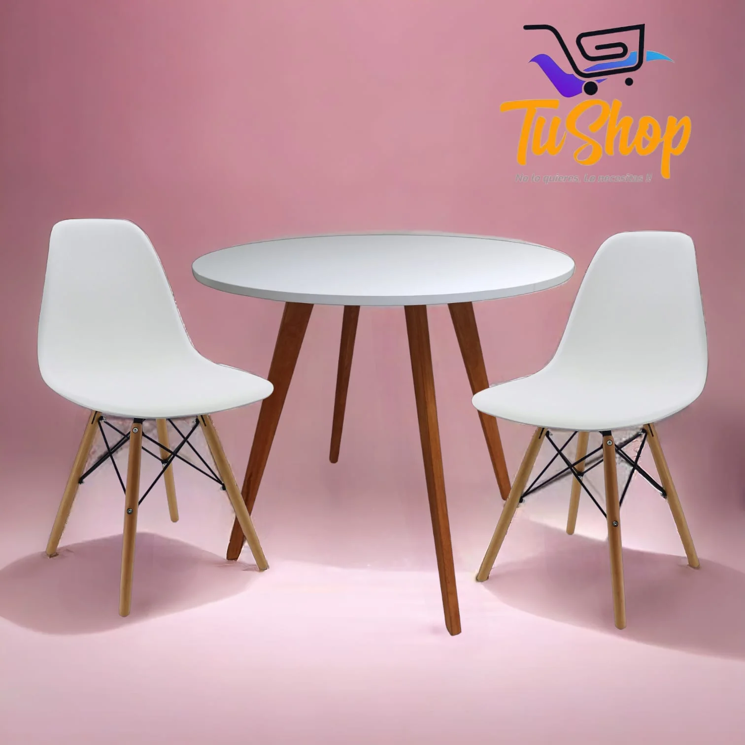 Comedor Nórdico Blanco+ 2 Sillas Eames  2