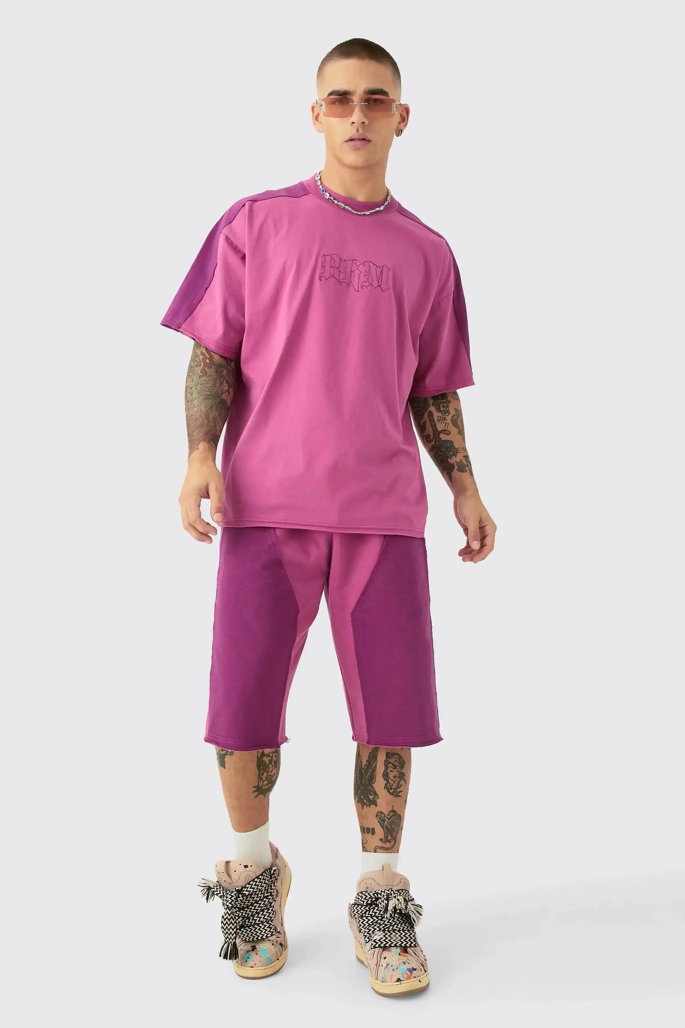 Oversized Applique T-Shirt And Jort Set