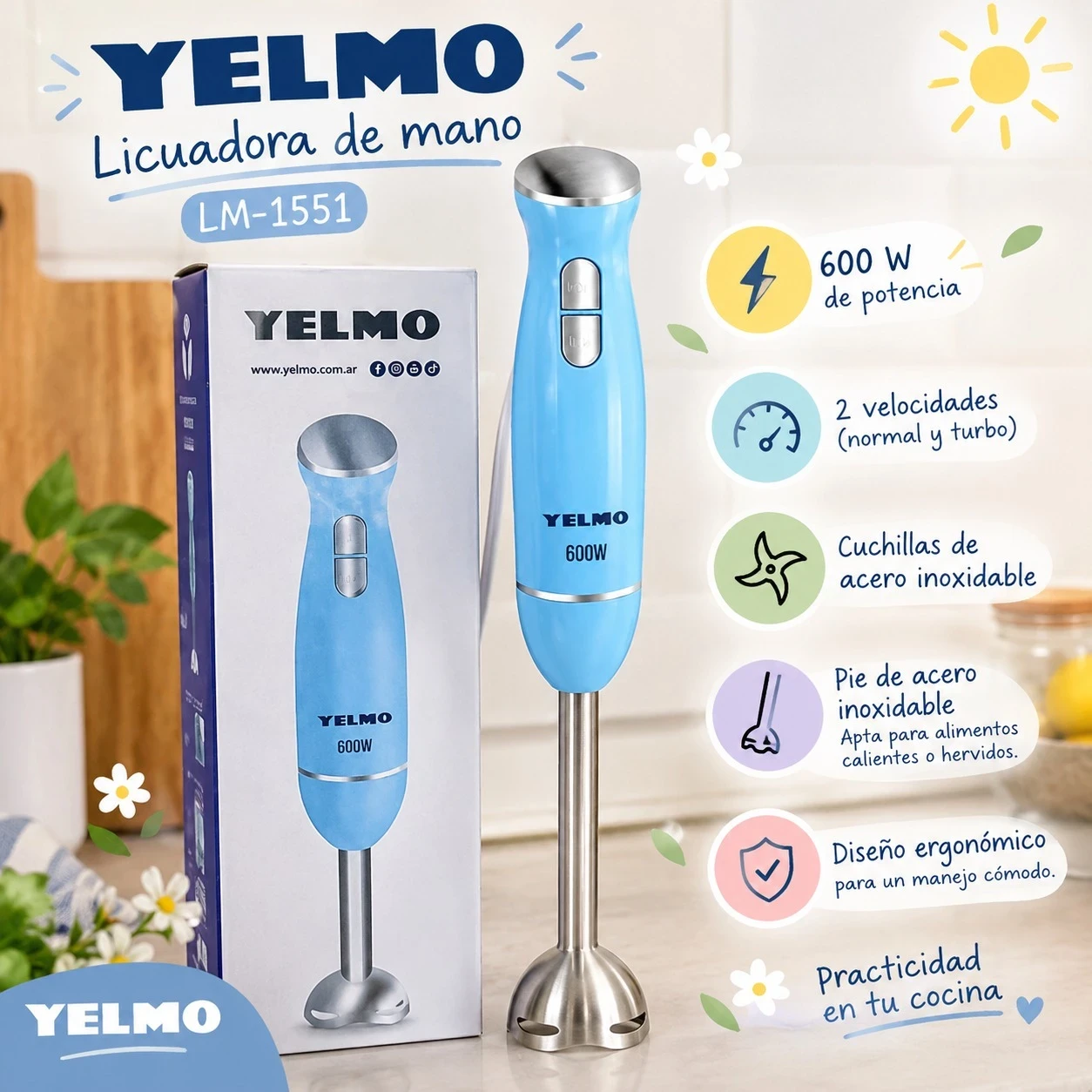 LICUADORA DE MANO YELMO LM-1551