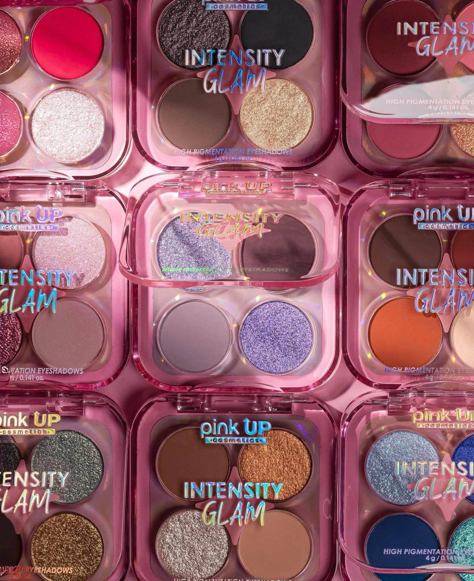 Cuarteto de sombras intensity glam pink up