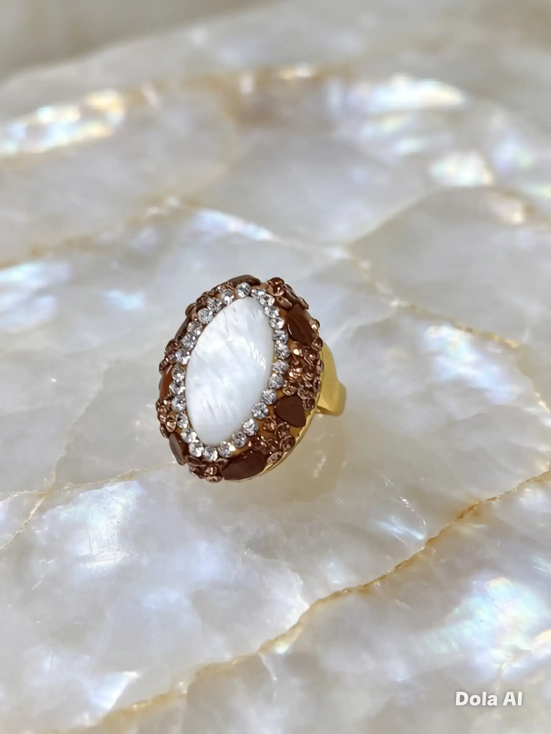 Anillo piedra natural concha de abulón