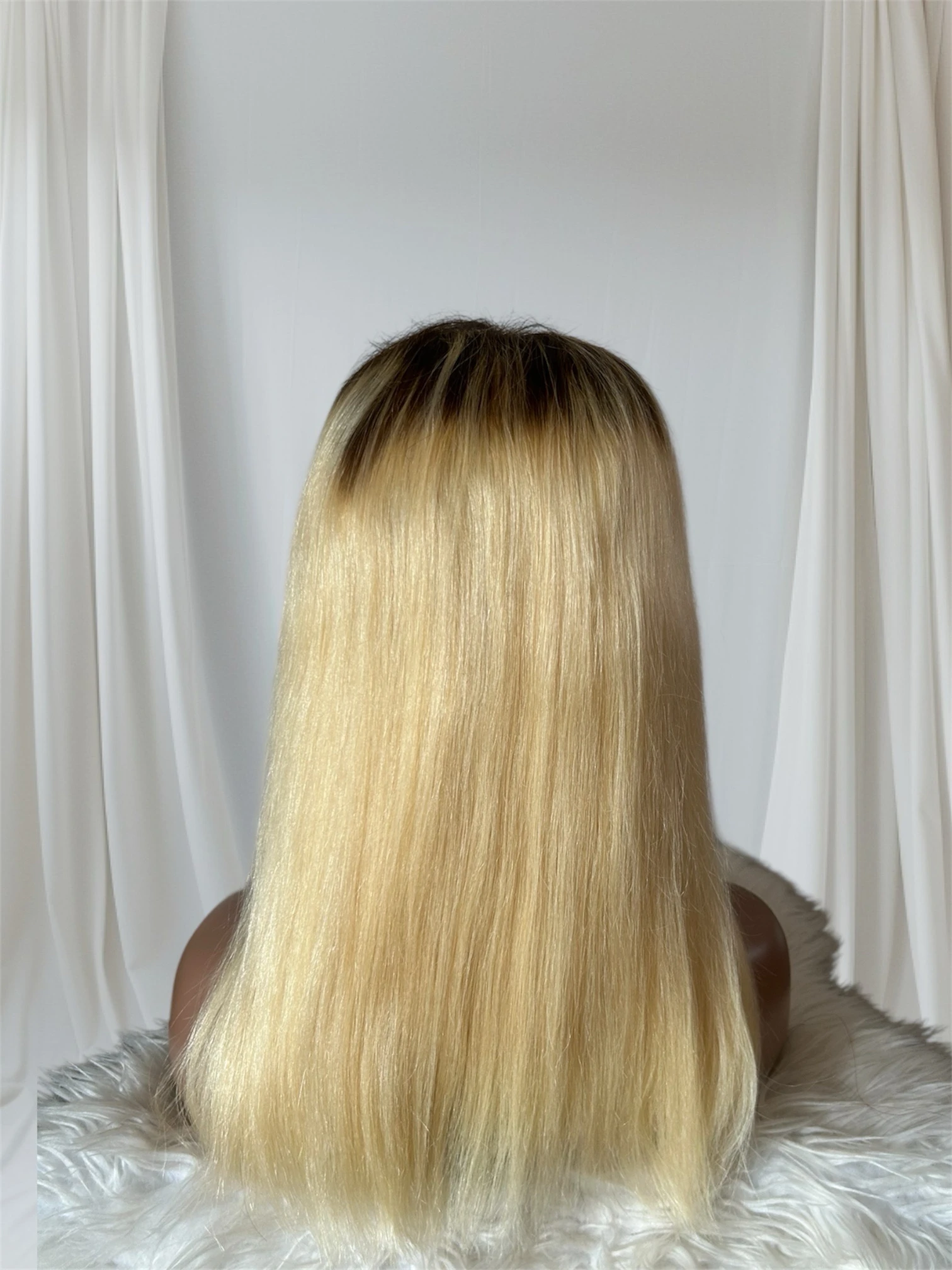 Peluca de cabello humano 1b/613, 16 pulgadas, frontal lace 5x5, 180% densidad  3
