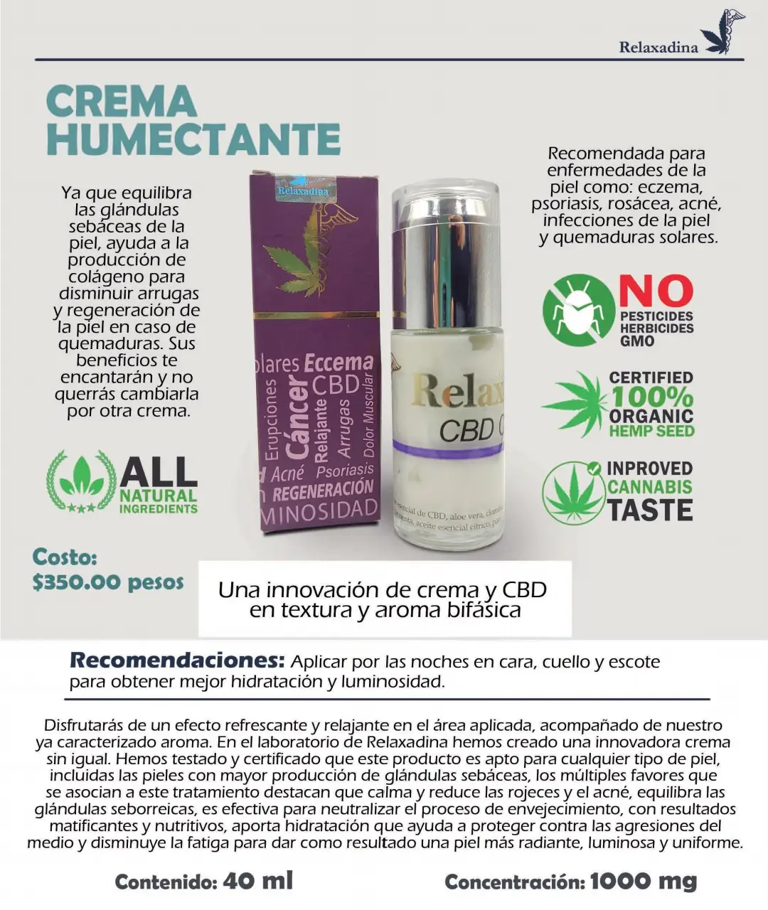 CBD Crema corporal y facial  2