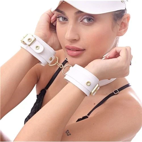 Esposas Luxury Con Cadena Blanco Y Herrajes Dorados