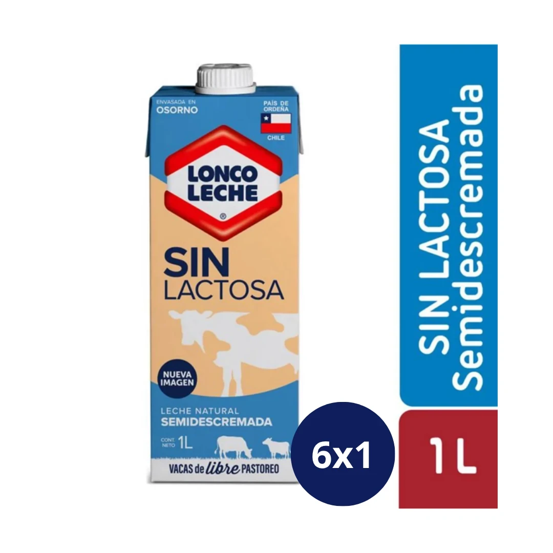 LECHE S/LACTOSA SEMIDESCREMADA LONCO 6X1 LT 