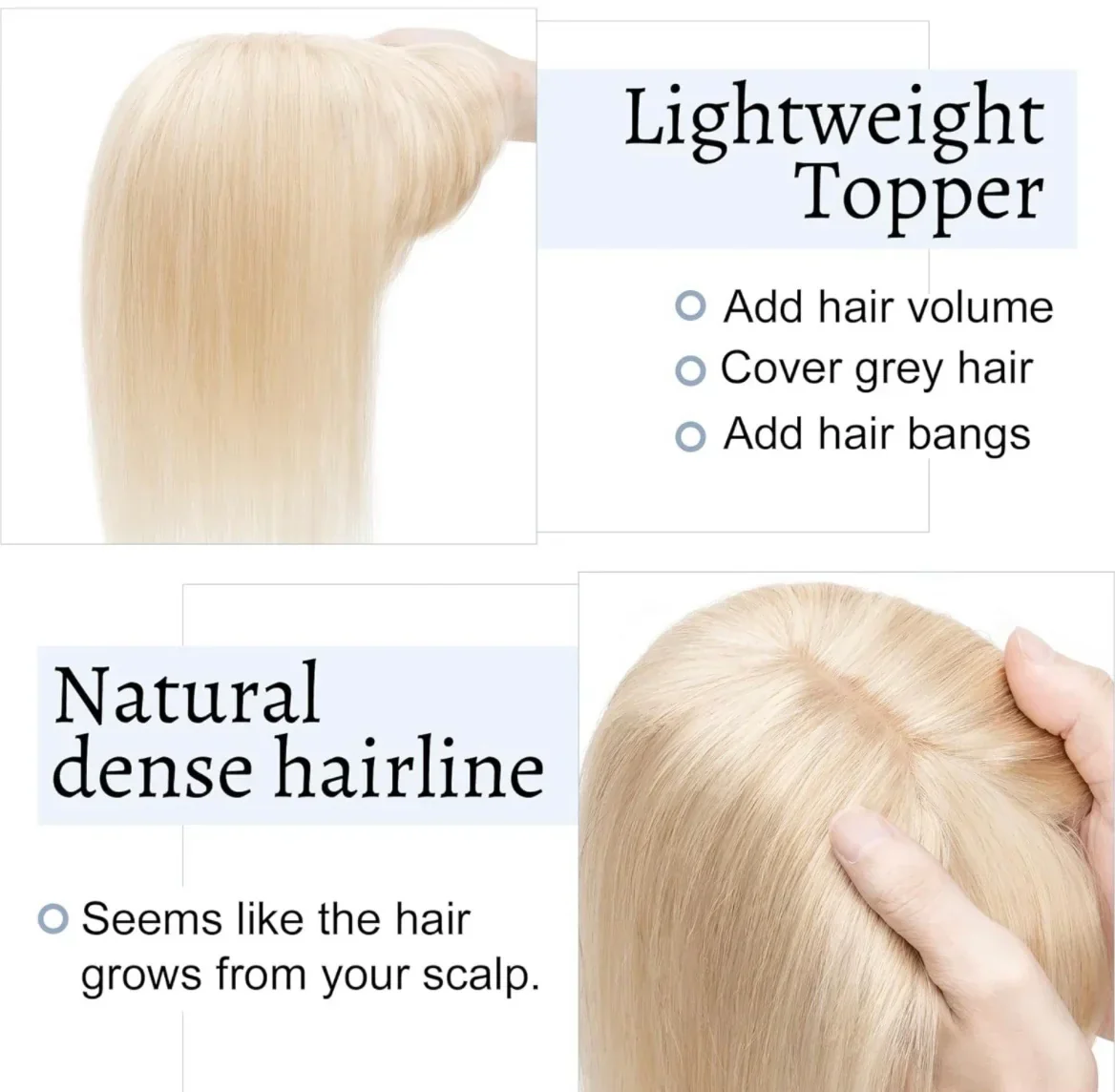 Topper de cabello humano 10” 3