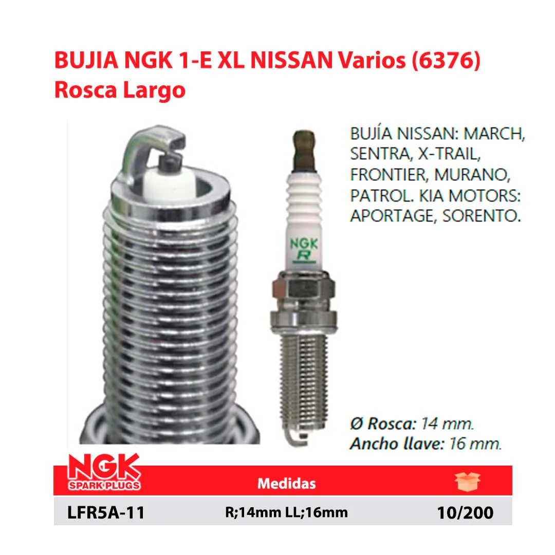 BUJIA NGK 1-E XL NISSAN Varios (6376) Rosca Largo R;14mm LL;16mm