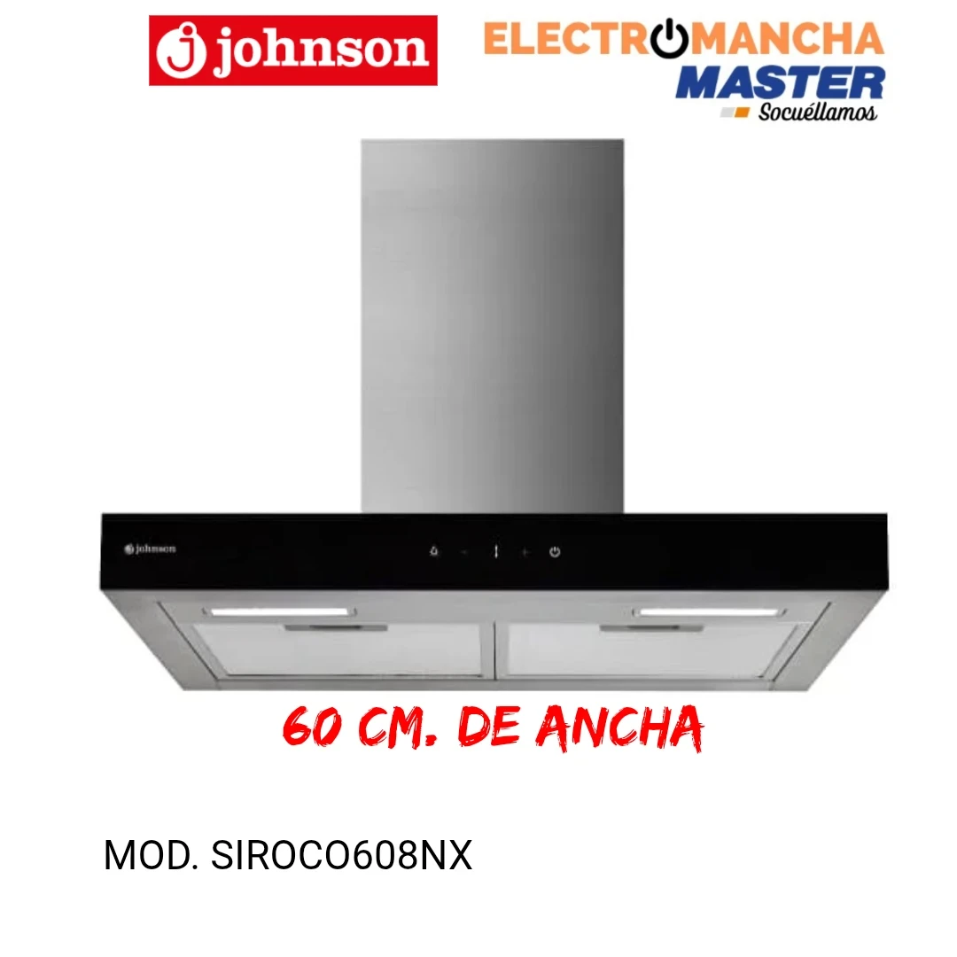 CAMPANA DECORATIVA JOHNSON SIROCO608NX 60 CM. 800 M/3 T INVERTIDA A