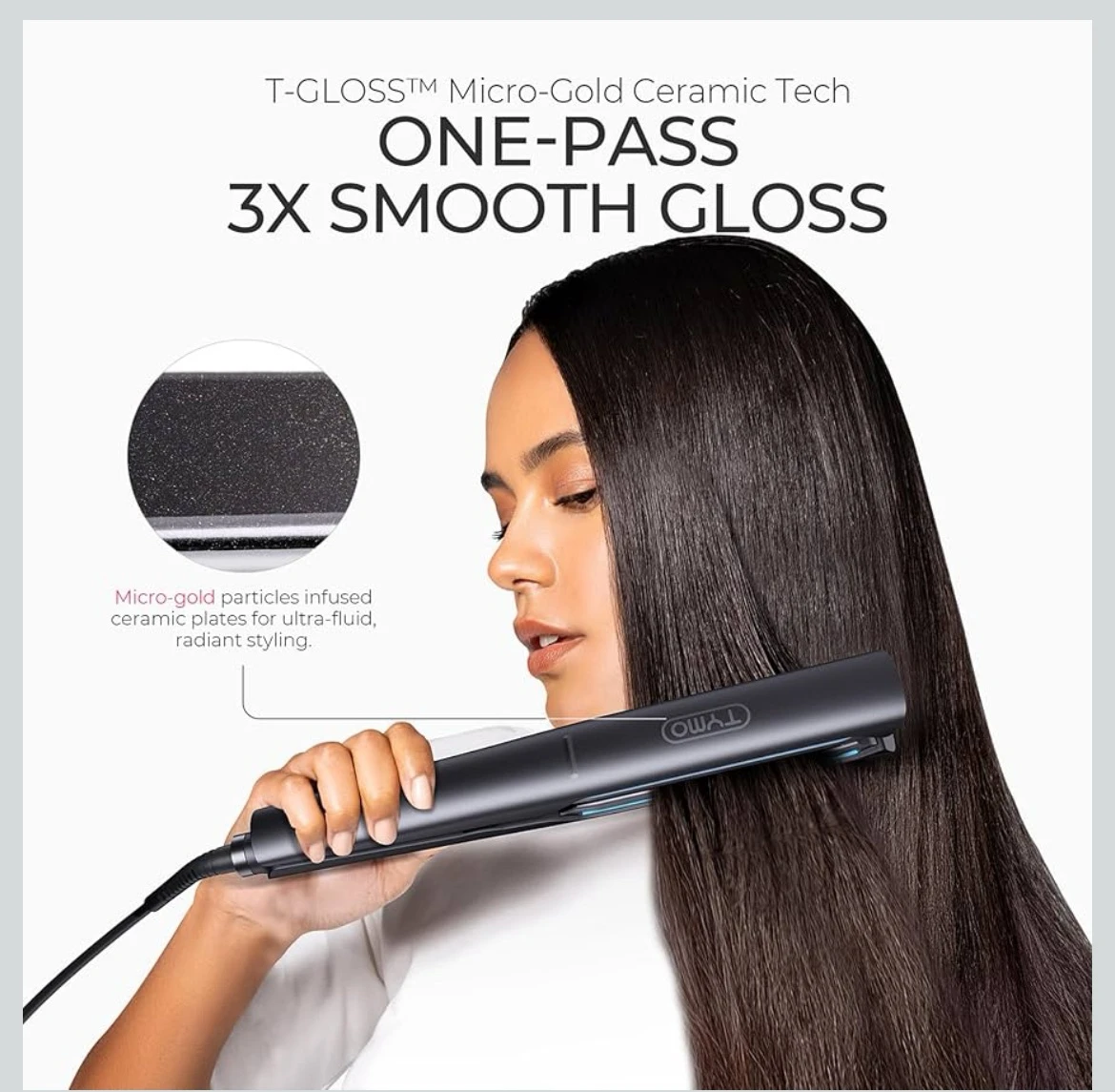 TYMO Plancha plana 2.0 para mujer, plancha de pelo 2 en 1 de largo de cerámica profesional 2 en 1 para un estilo rápido y suave, innovador diseño hueco para aumentar los rizos, 1,640.4 ft iónico, negro