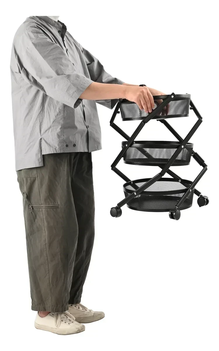 CARRITO CIRCULAR 3 ESTANTES PLEGABLE CON RUEDAS (RY810195) 5