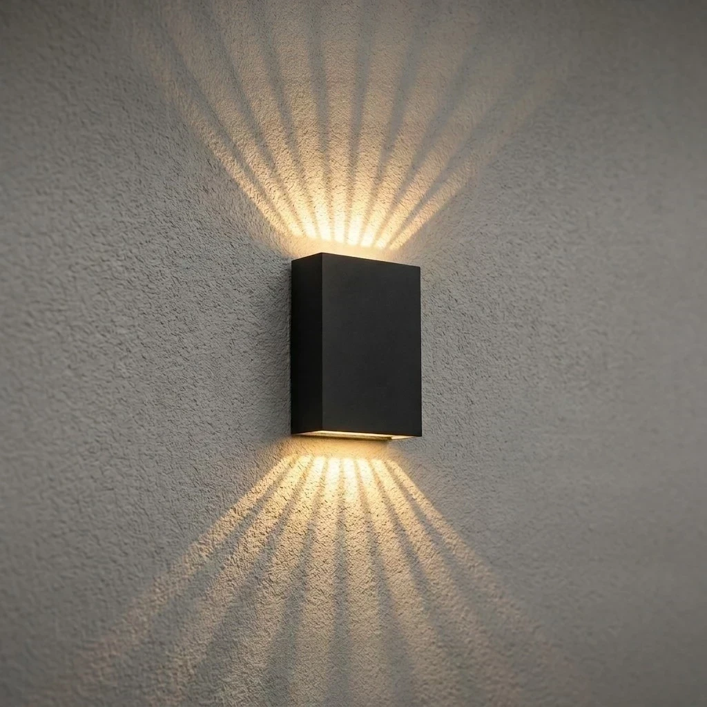 APLIQUE DE PARED NEGRO 4W 3000K 2 LED M: 122*85*31MM IP65 AC 110-260V INCLUYE 2 PEGATINAS REJILLAS