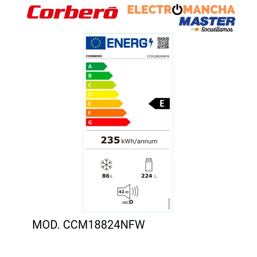 FRIGO COMBI CORBERO CCM18824NFW 1,88*60 NF CLASE E 3