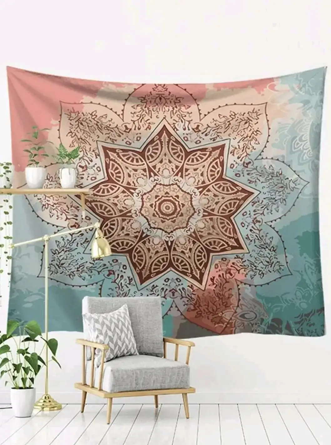 Manta azul y rosa con mandala