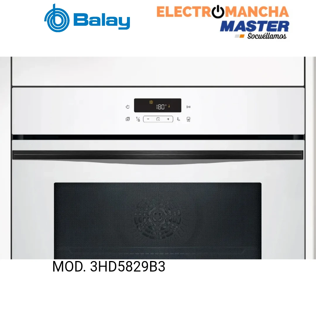 HORNO CON VAPOR BALAY 3HD5829B3 PIROLITICO CRISTAL BLANCO CLASE A  2