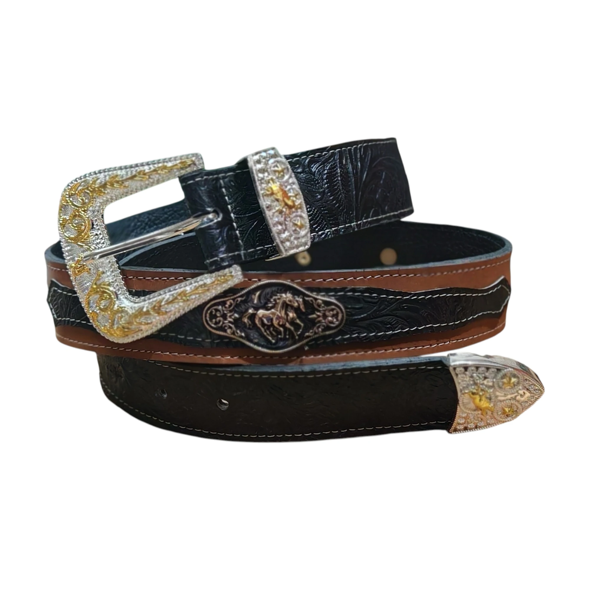 Cinturon vaquero floral negro y cafe crazy  2