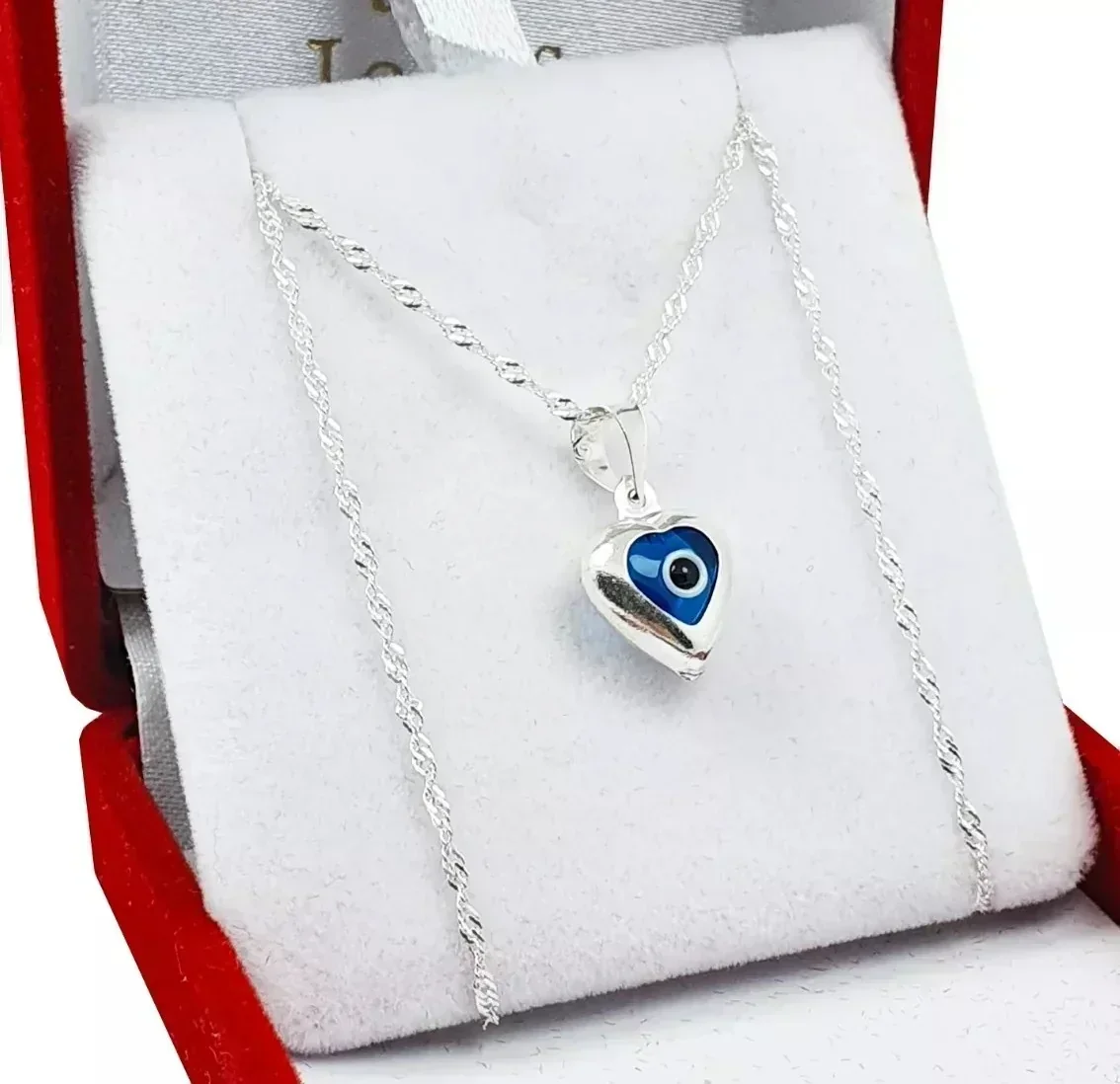 Cadena Soga y Dije Ojo Turco Corazón 