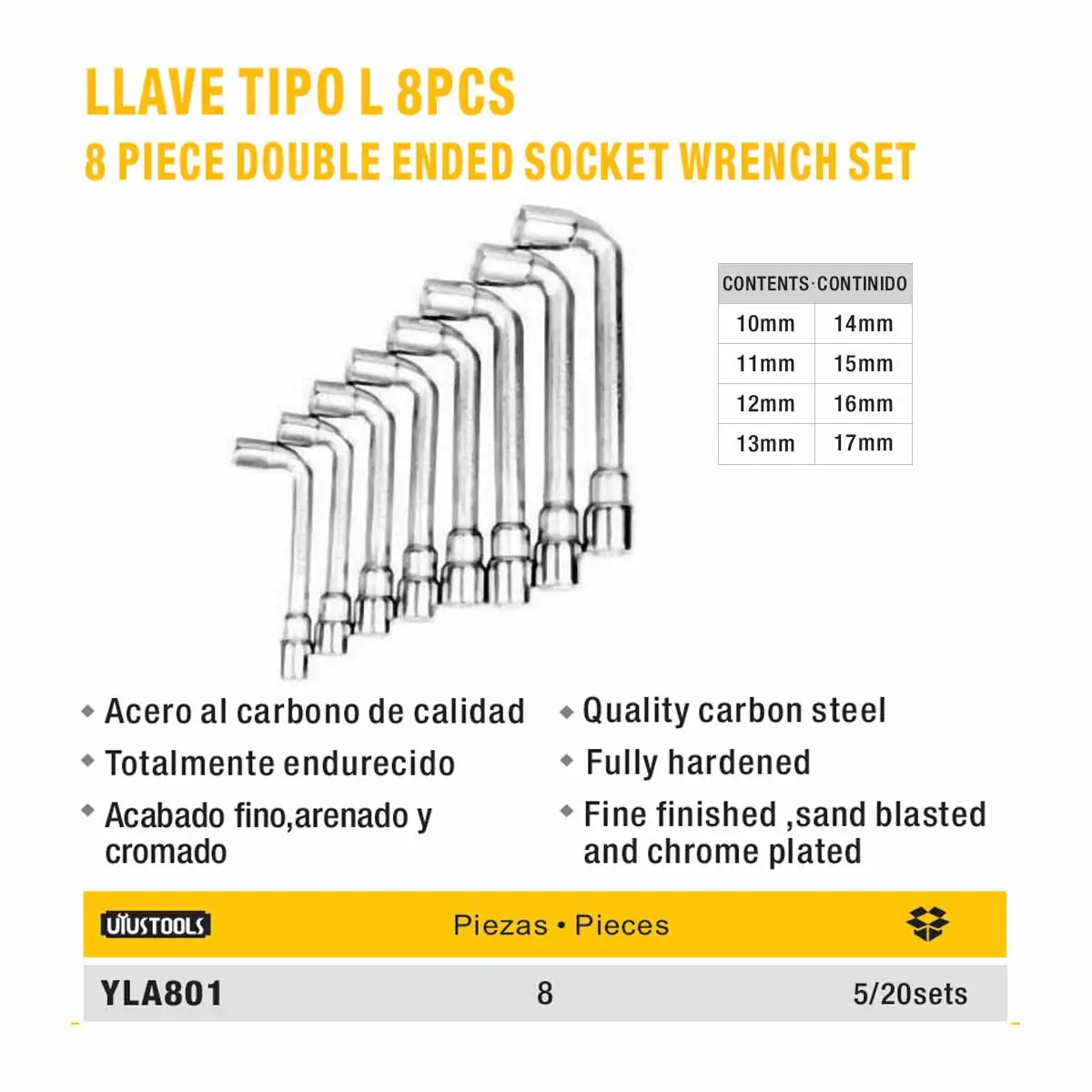 LLAVE TIPO ele "L" de 8pzs UYUST 10-17mm