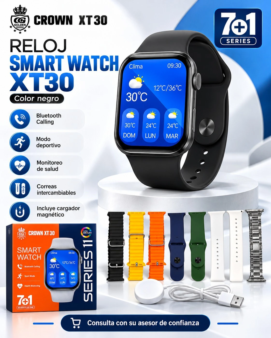 RELOJ SMART WATCH CROWN XT30** ✨⌚  💰 