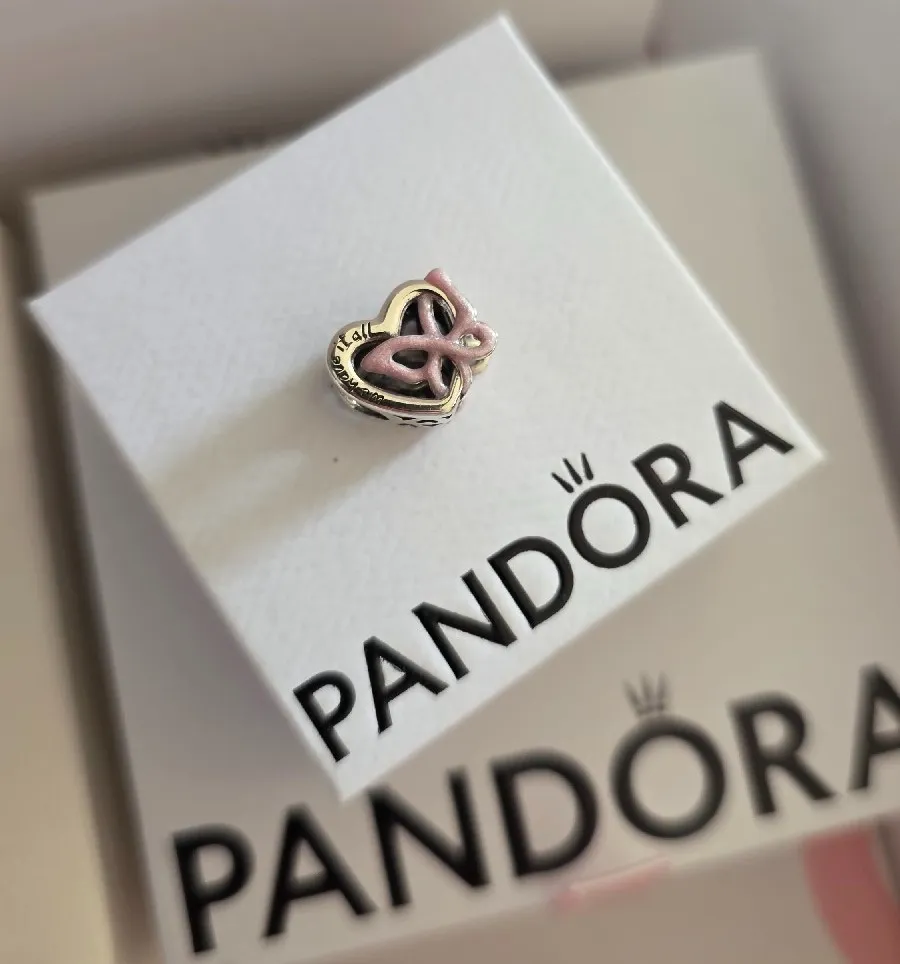 Pandora Charm Silver Entwined Heart & Butterfly