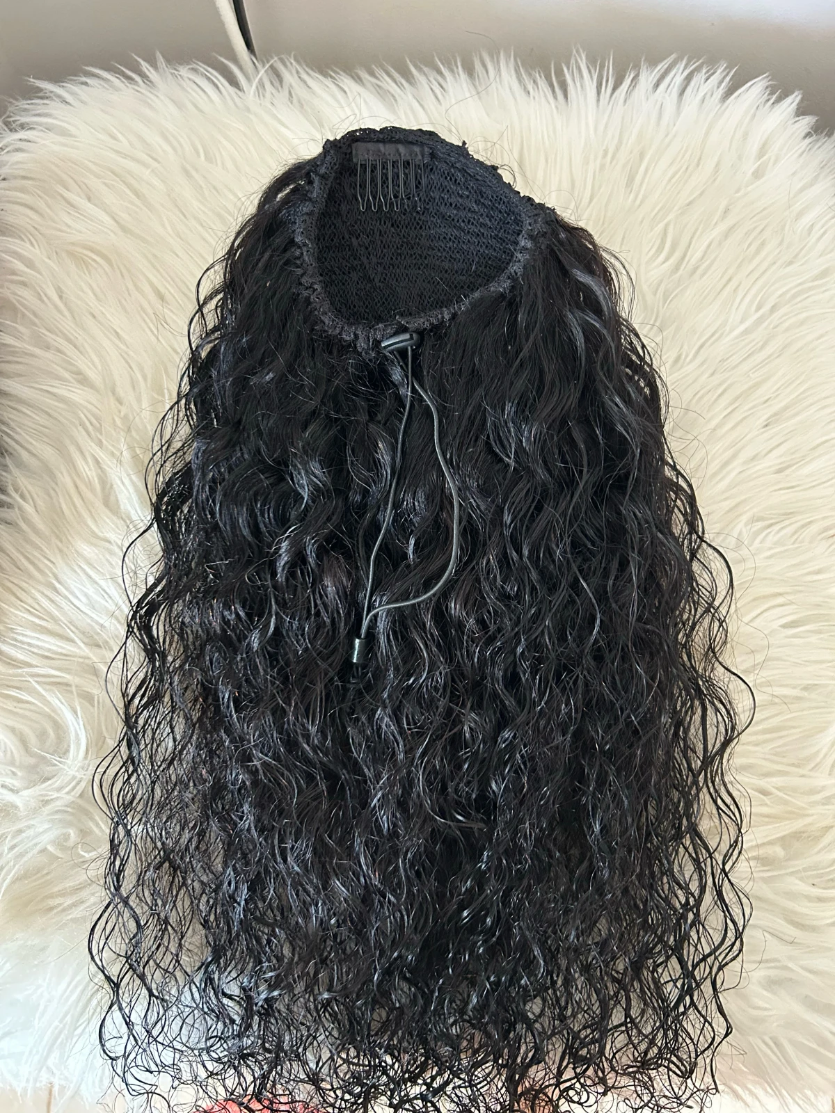 Cola de cabello humano rizado 22 pulgadas, color natural  4
