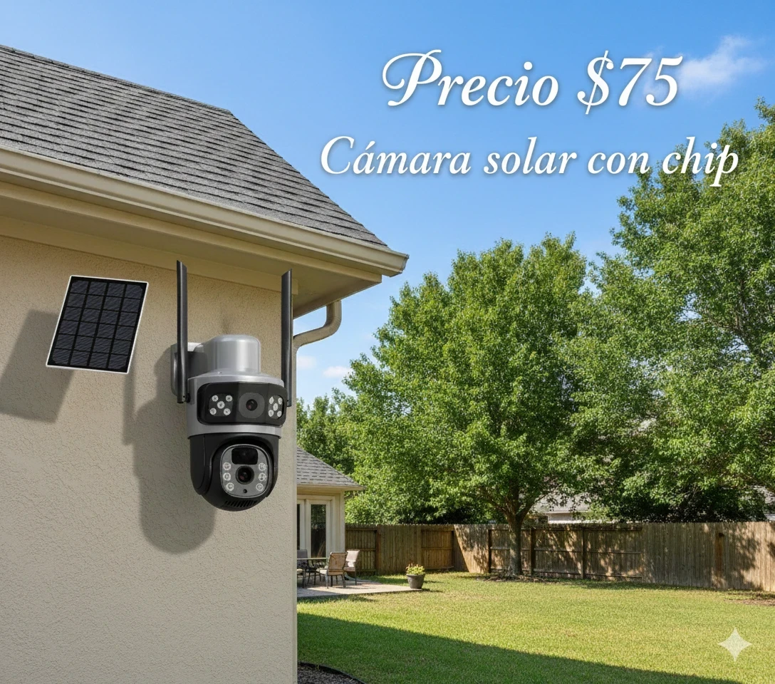 Camara doble,   solar con chip 