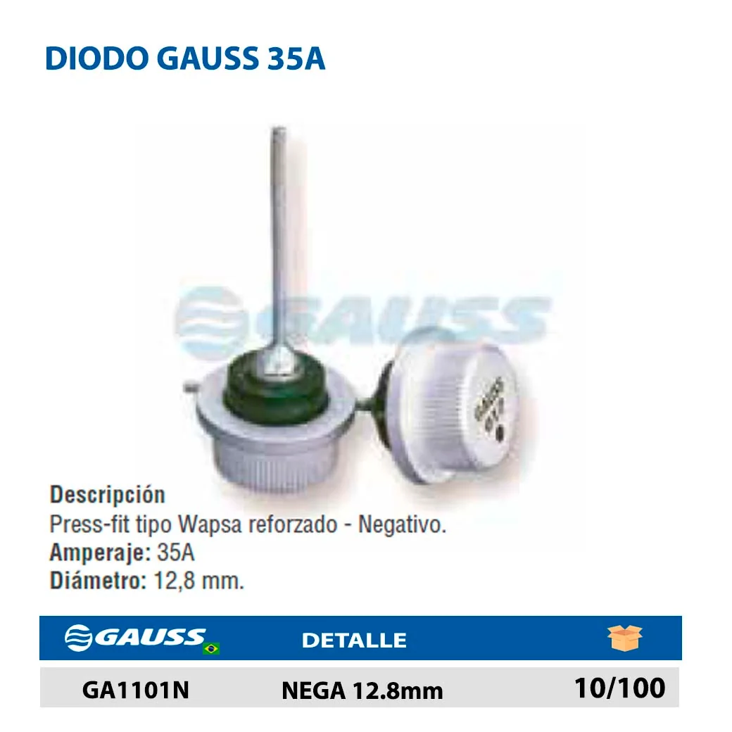 DIODO GAUSS 35A NEGA 12.8mm