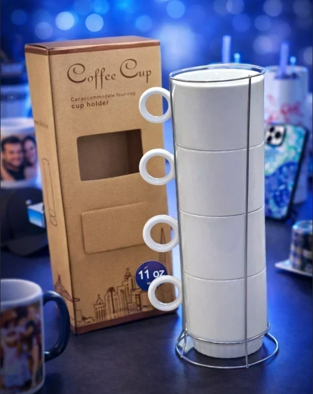 Mug Blanco Apilable 6onz *4 unidades 