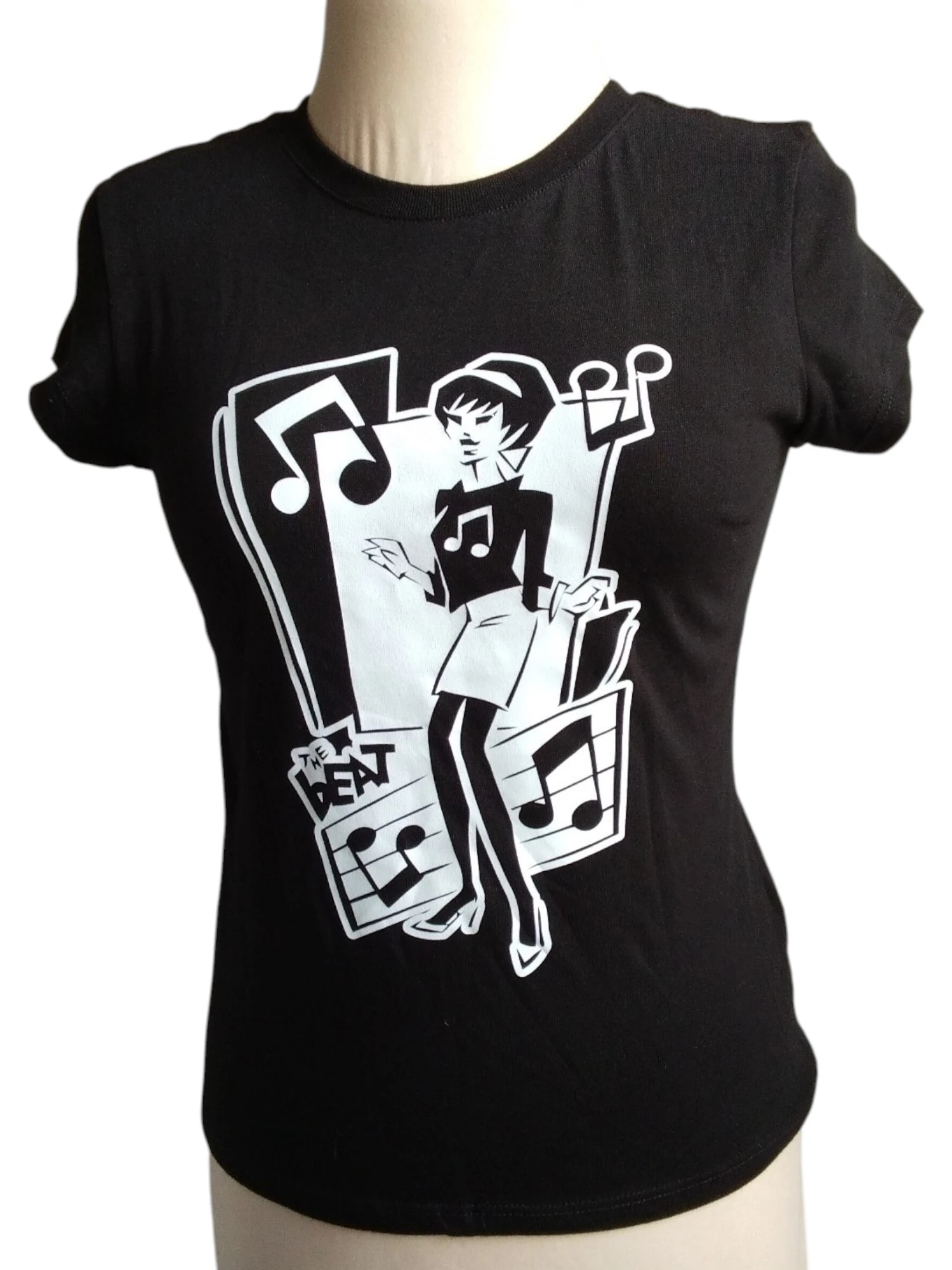 Camiseta estampada mujer negra talla M