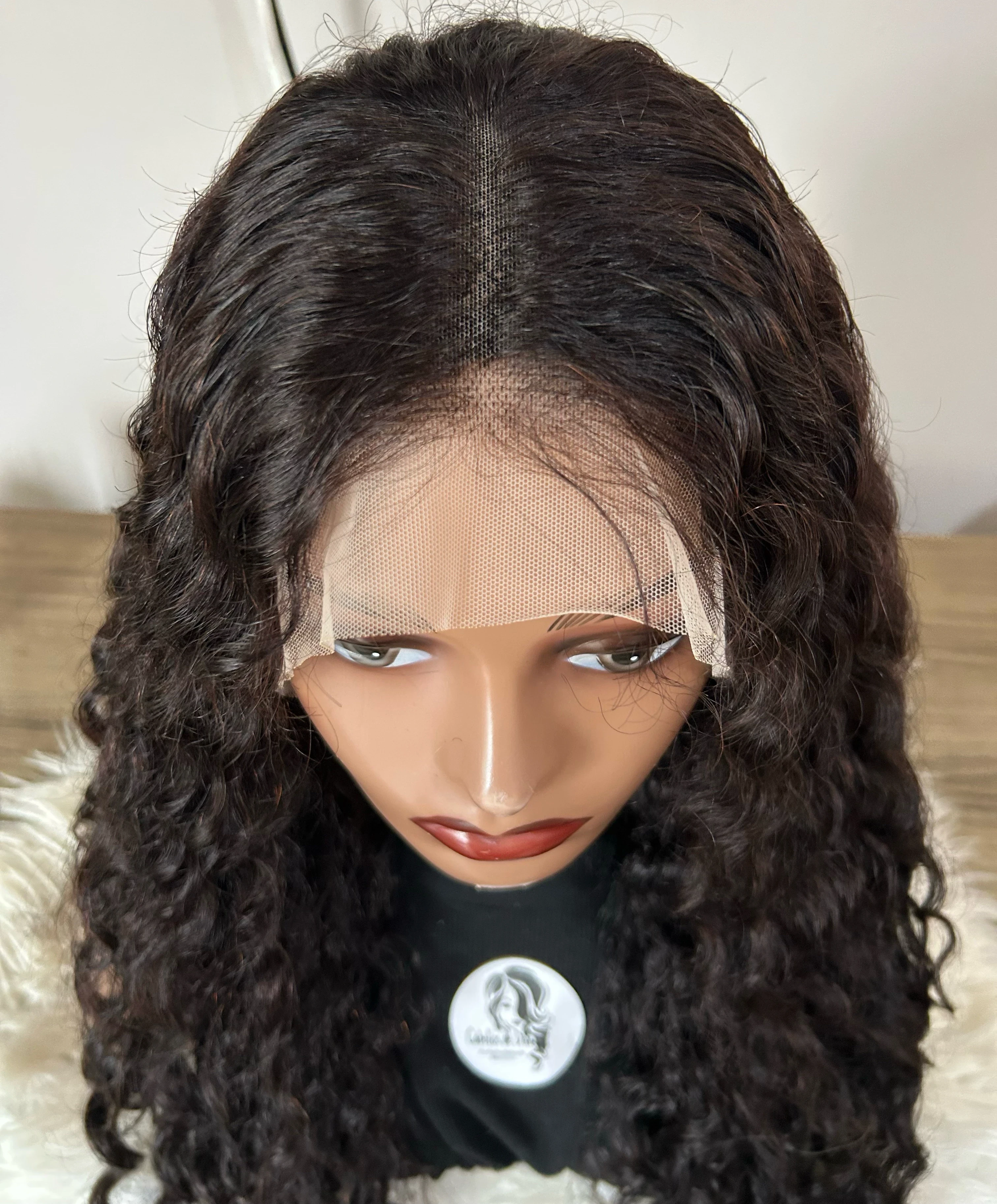 Peluca cabello humano Rizos de agua 28 pulgadas, frontal lace 13x4  200% densidad 4
