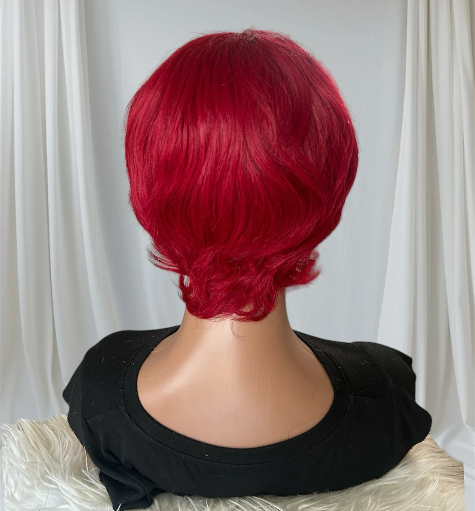 Peluca pixie de cabello humano Borgoña  3