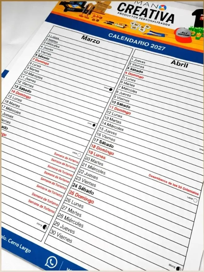 Almanaque personalizado pack por 50 unidades  2