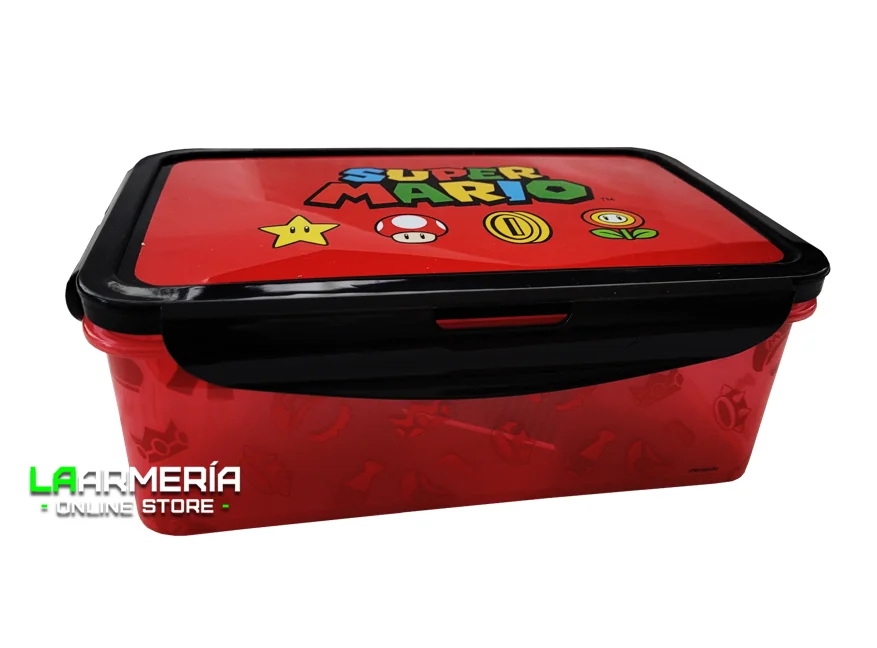 Hermético rectangular  1070ml Mario Bros