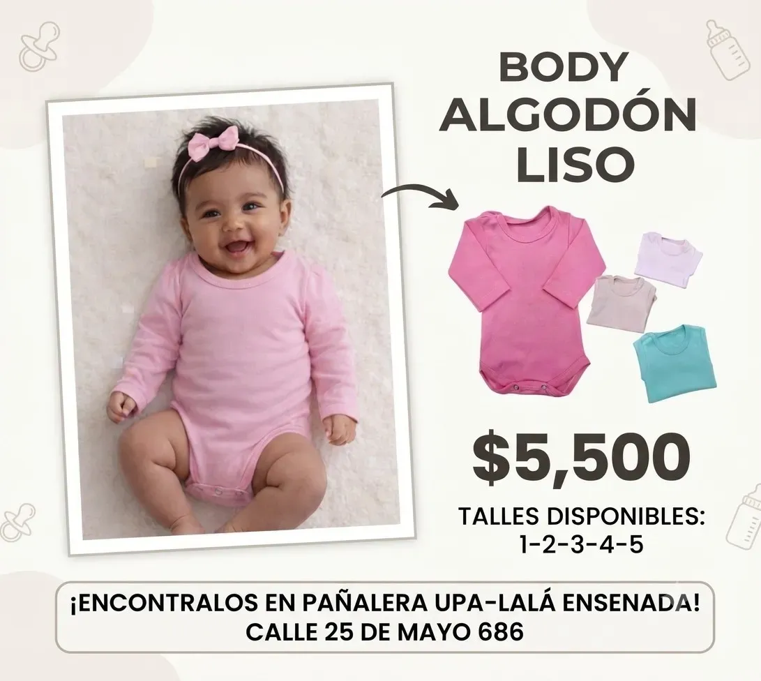 Body de Algodón Liso de Nena