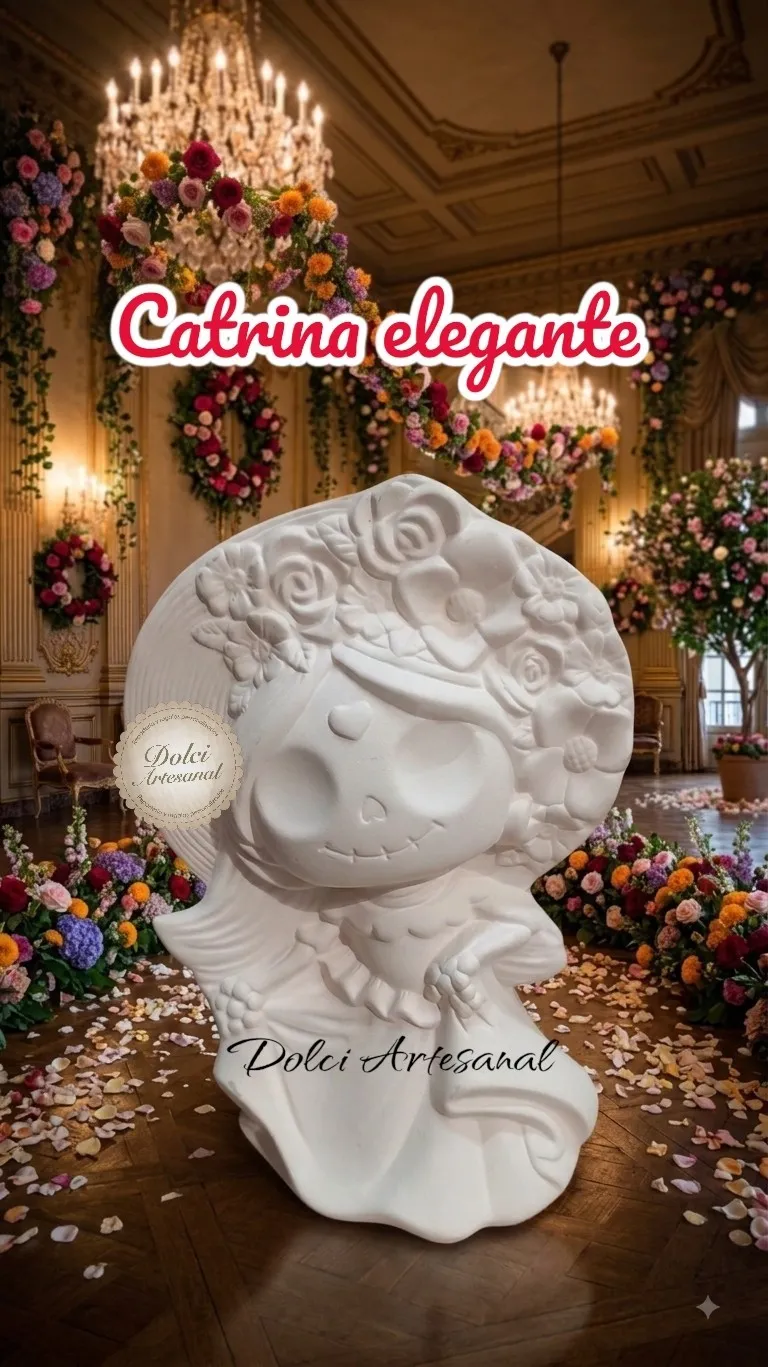 Catrina elegante con flores