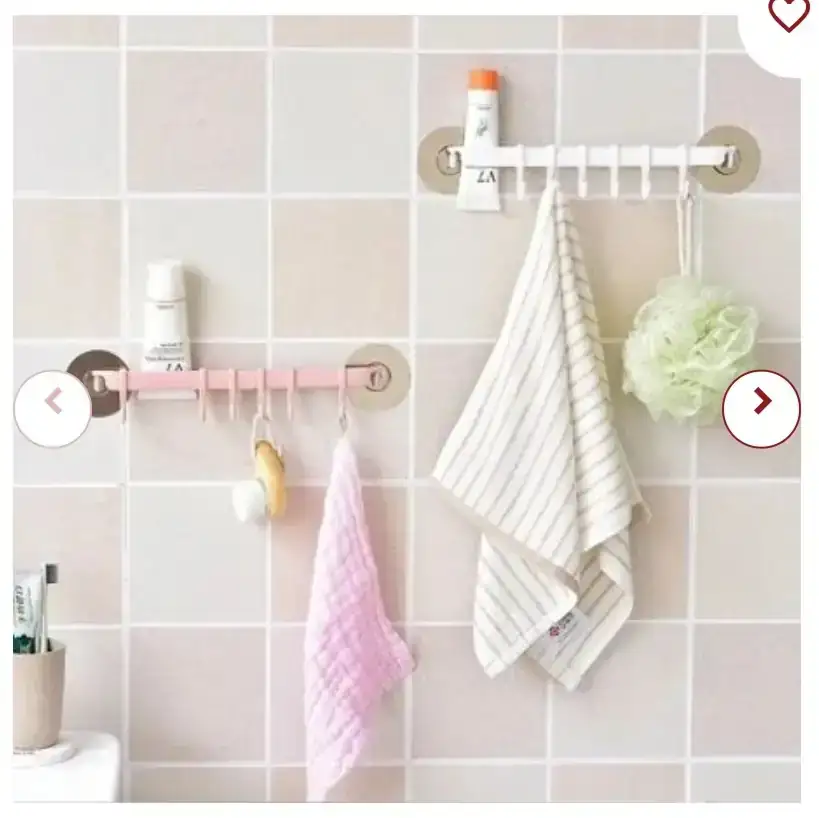 Toallero Con Ganchos Autoadhesivo Colgante  Con Sopapas para Pared 2