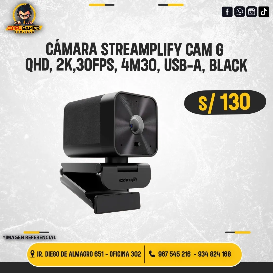 CÁMARA STREAMPLIFY CAM G, QHD, 2K, 30FPS, 4M30, BLACK