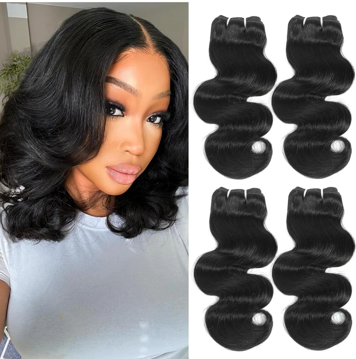 Extensiones de cabello humano, 12A , 12 pulgadas de cortina, llenas hasta las puntas 