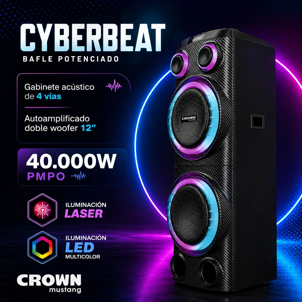 PARLANTE TORRE CROWN MUSTANG CYBERBEAT