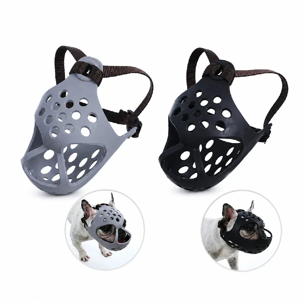 Bozal Máscara De Silicona Flexible Para Perros De Nariz Ñata Cara Plana 