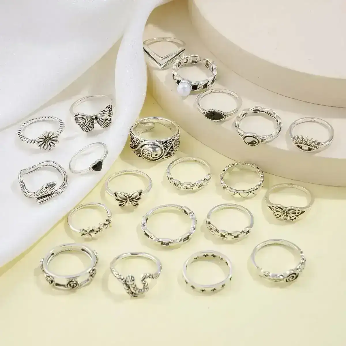 Set x21 Anillos Burea Plateados REF: D14 3
