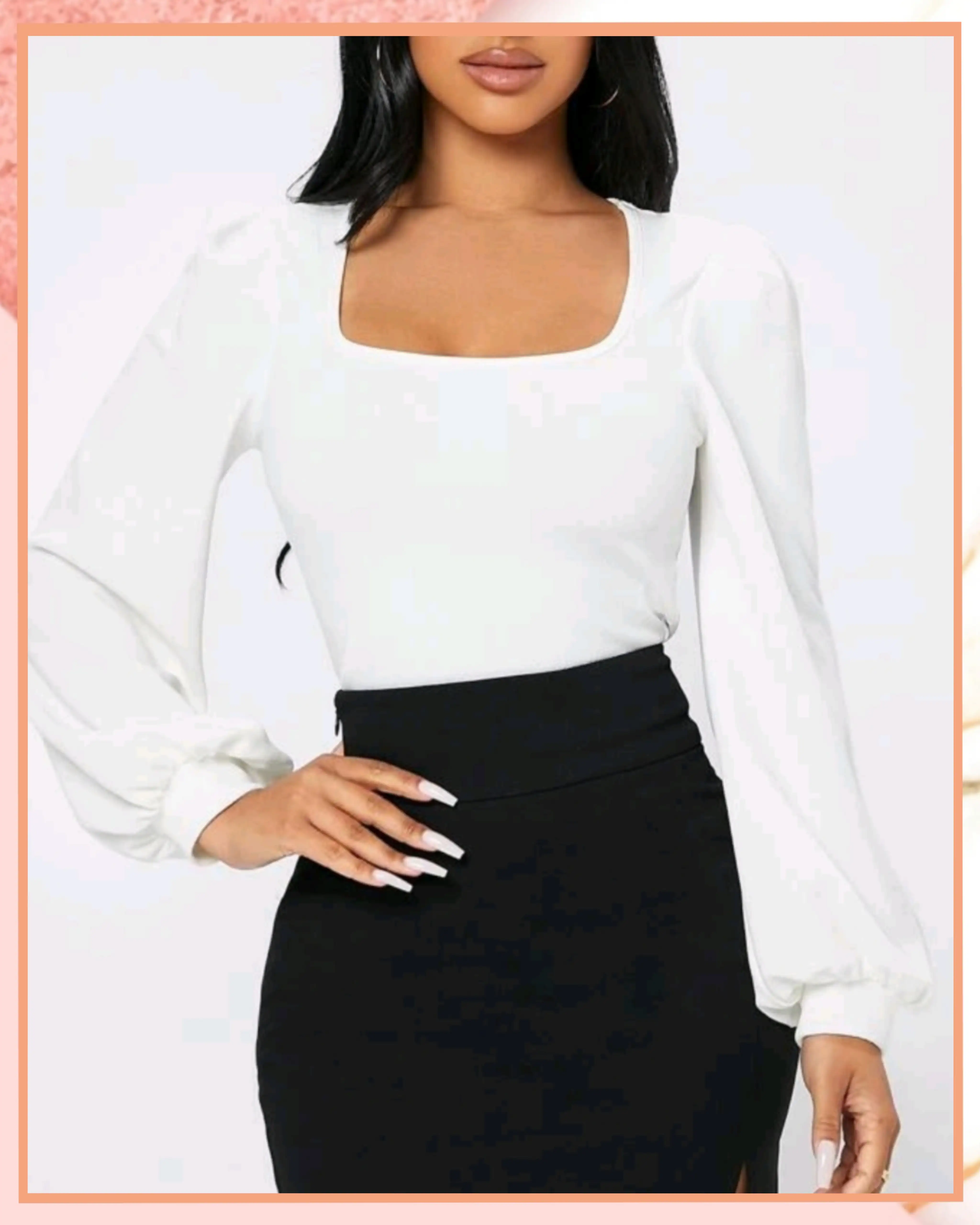 L - Croptop cuello cuadrado, mangas farol.
