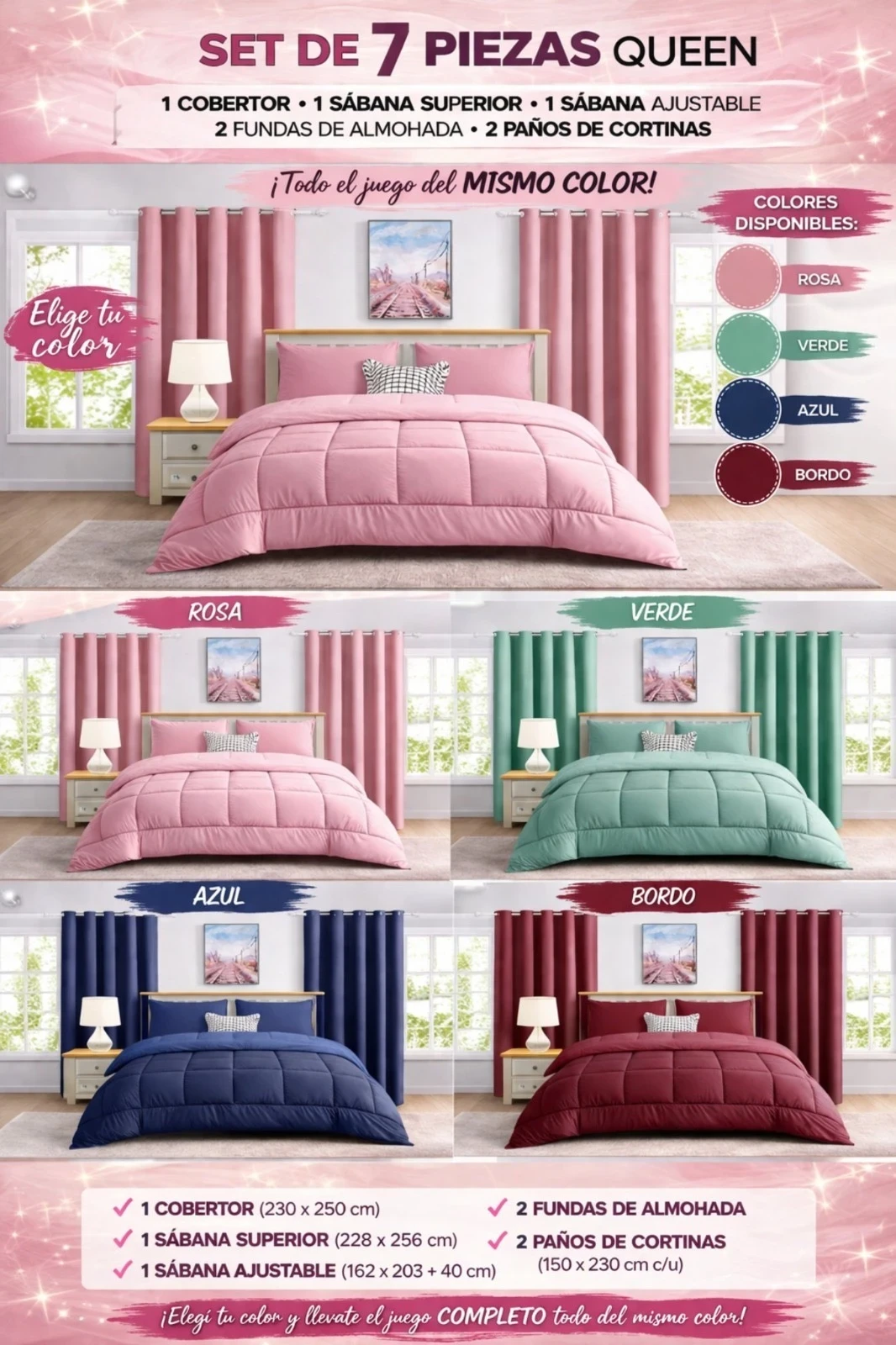 SET DE ACOLCHADO 7 PIEZAS 