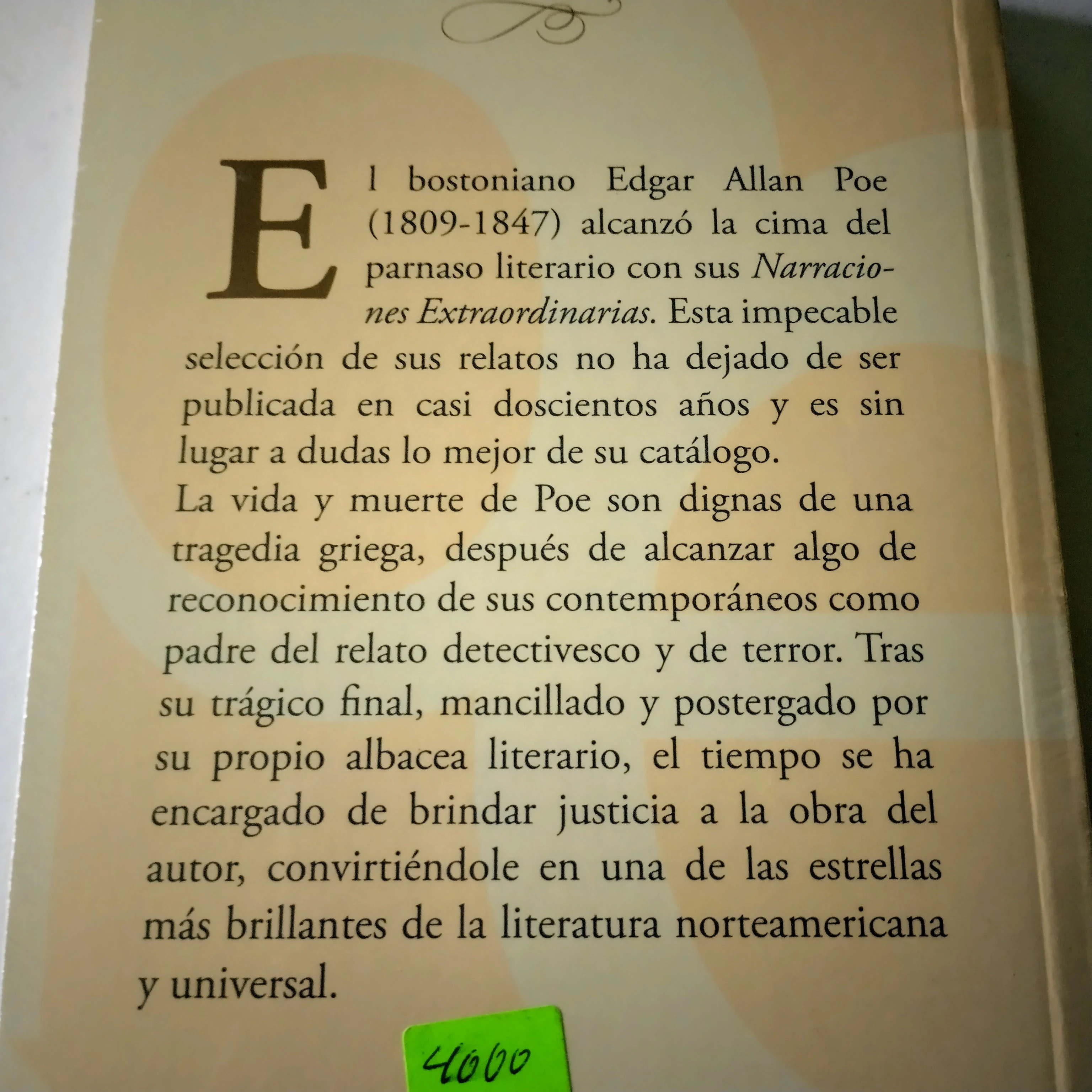 Narraciones extraordinarias, Edgar Allan Poe, nuevo  2