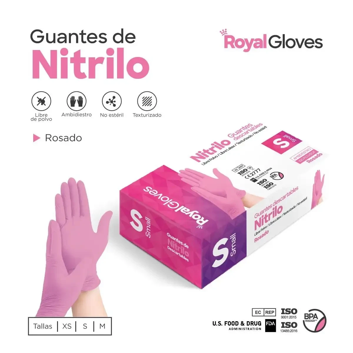 GUANTES NITRILO ROSADO