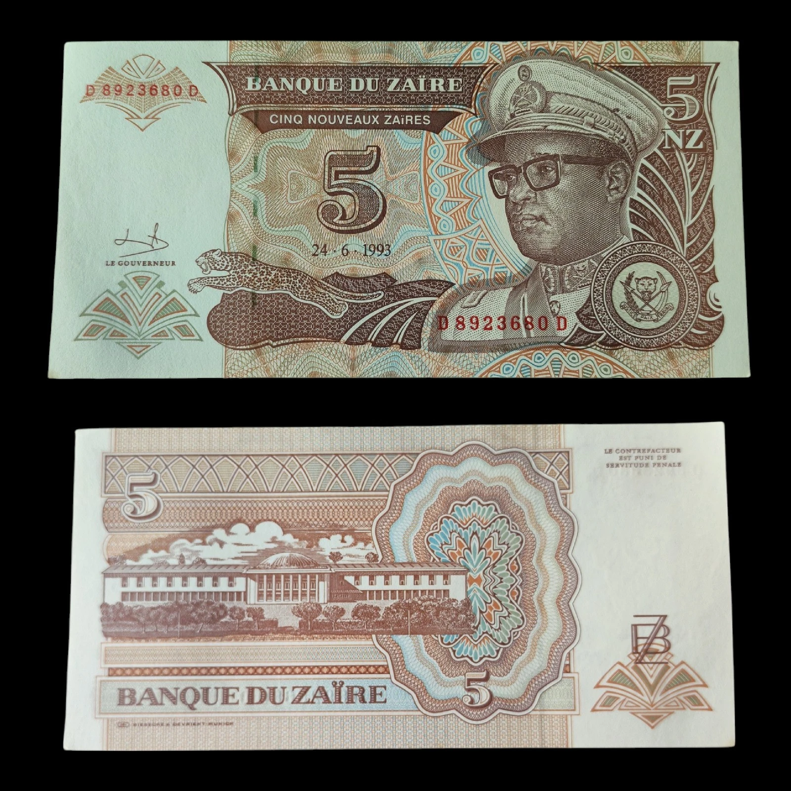° Zaire 5 Zaires AUNC